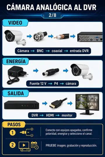 Analog camera connection to DVR